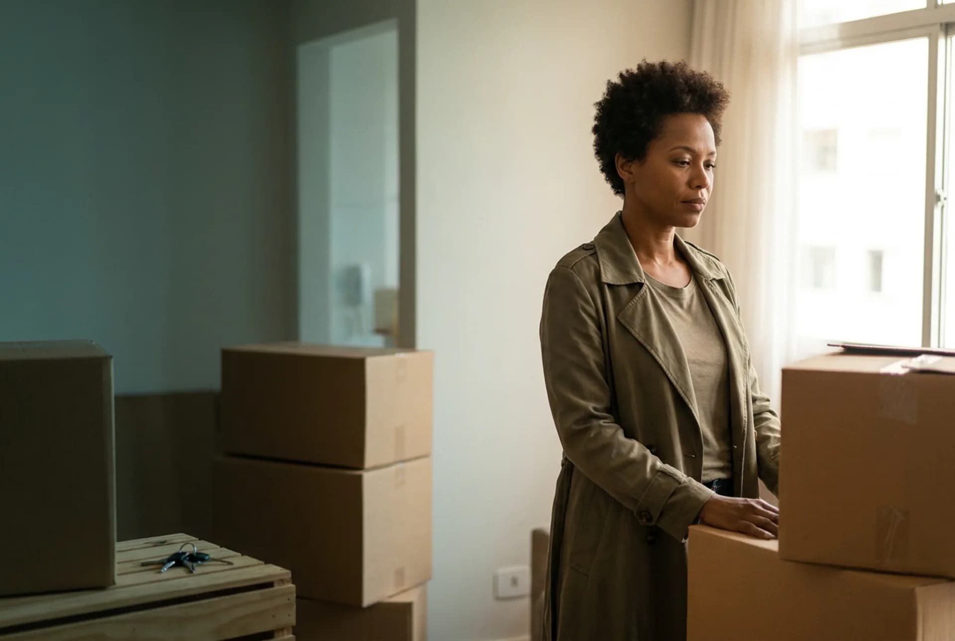 Quarto pela metade com luz da manhã — transição de fase