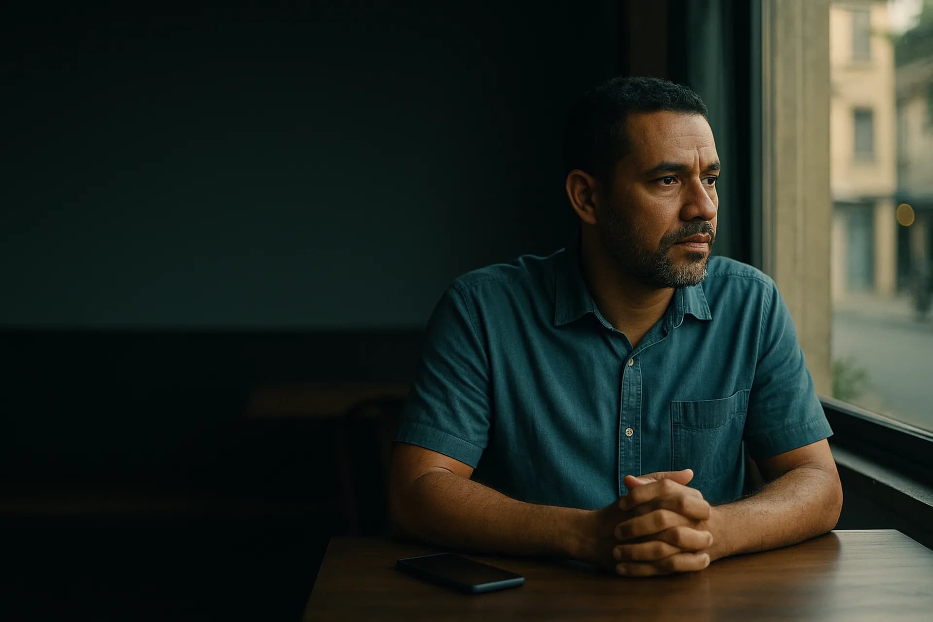 Respiração contida antes de falar — conversa difícil ainda por vir